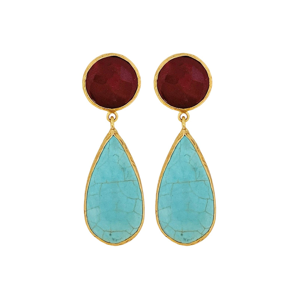 Golden Earrings w/ Natural Stones